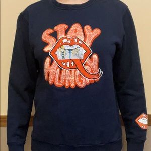 Crewneck Sweatshirt DenimiCity Stay Hungry Blue Size Medium Hip-Hop Rap Hipster